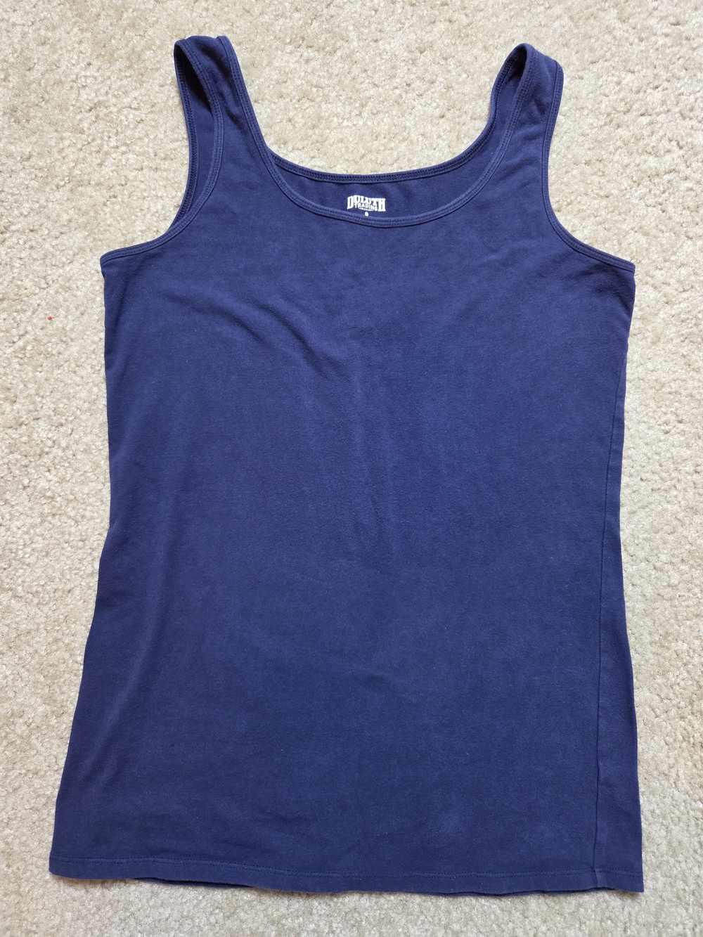 Duluth Trading Co No-Yank Navy Blue Scoop Neck Tee Small Comfy